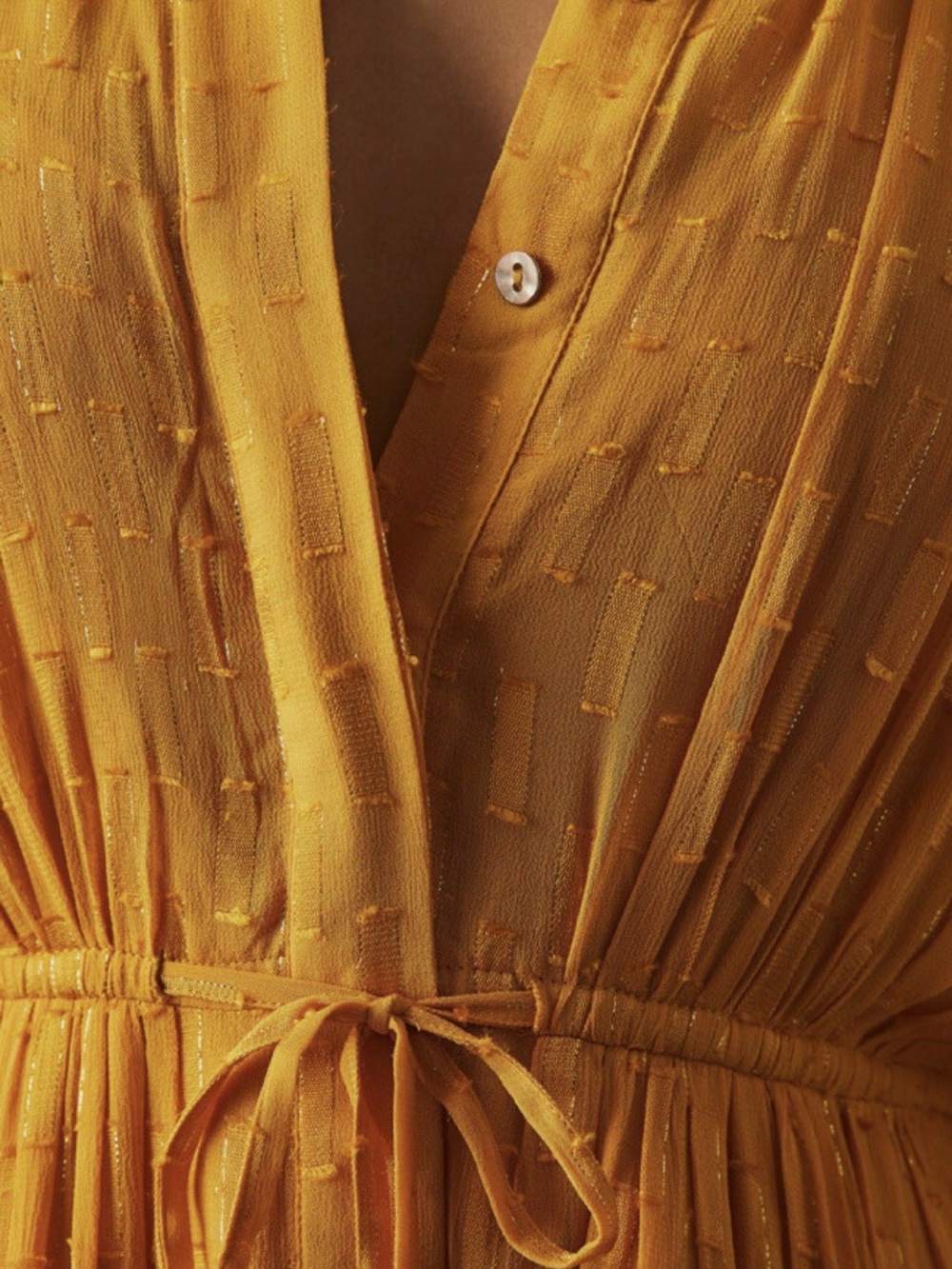 By Anthropologie Allene Shimmer Maxi Dress Marigold Gold Metallic Small - Picture 4 of 13
